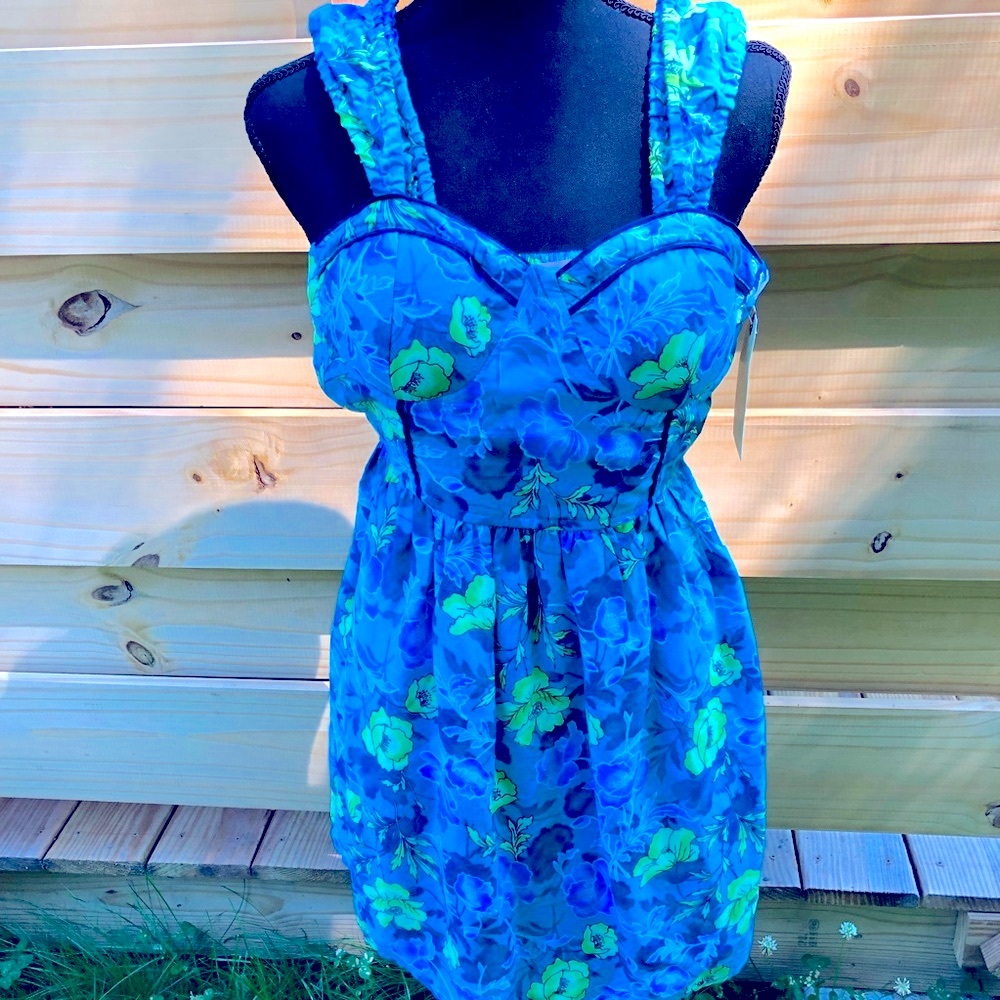 Turquoise Floral Mini Dress/Swim Wrap